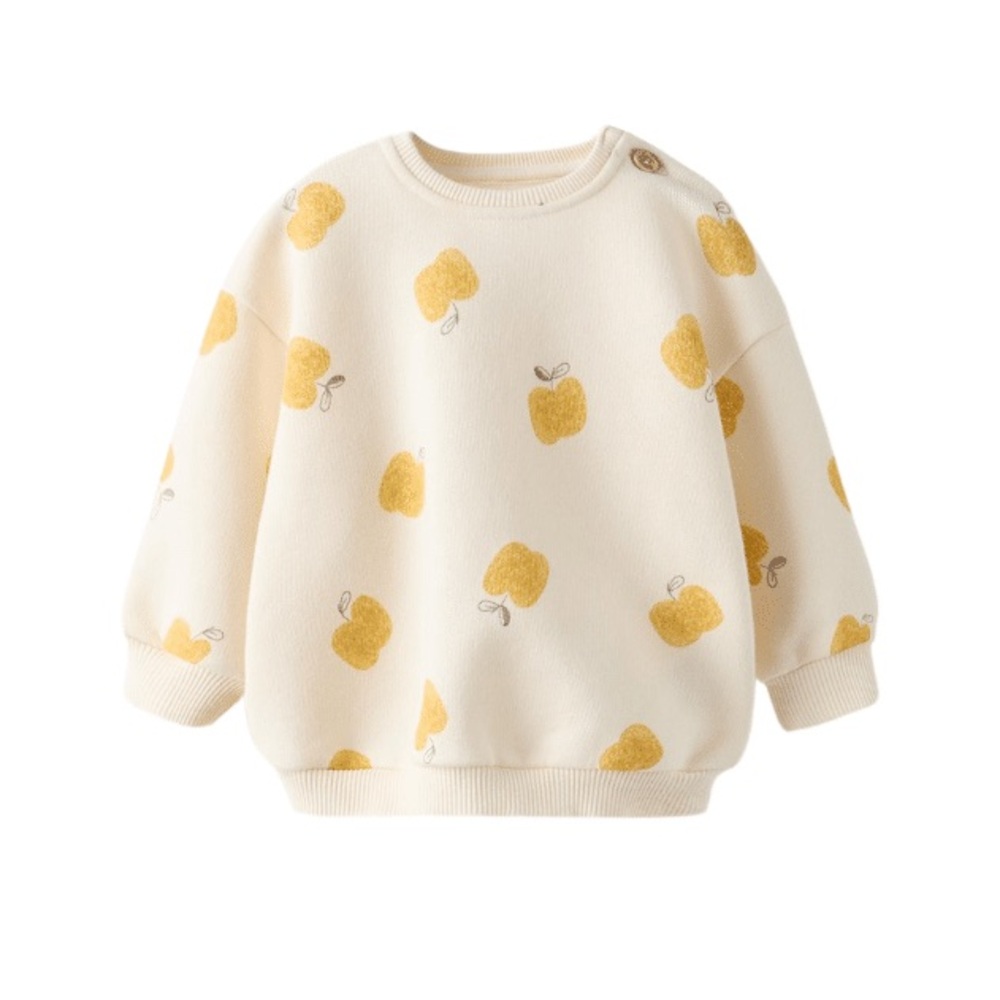 Zara Cream Sweater with Yellow Apple Print NWT 12-18 Months